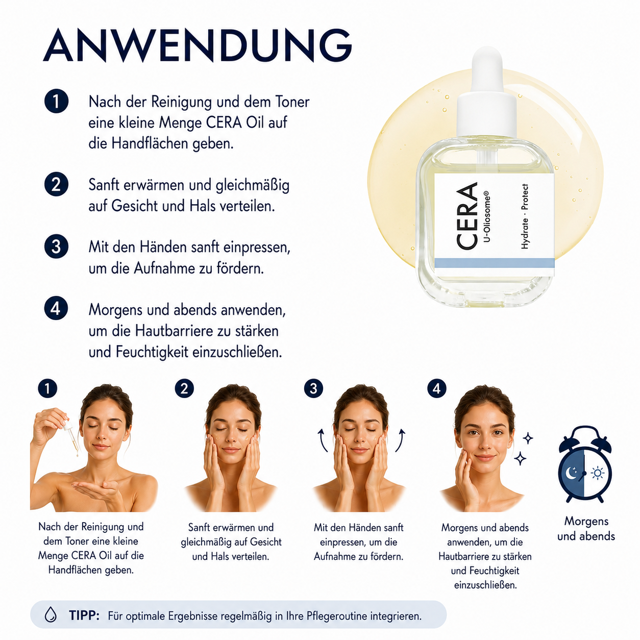 Anwendung des Exoblanc Oil CERA Schritt für Schritt