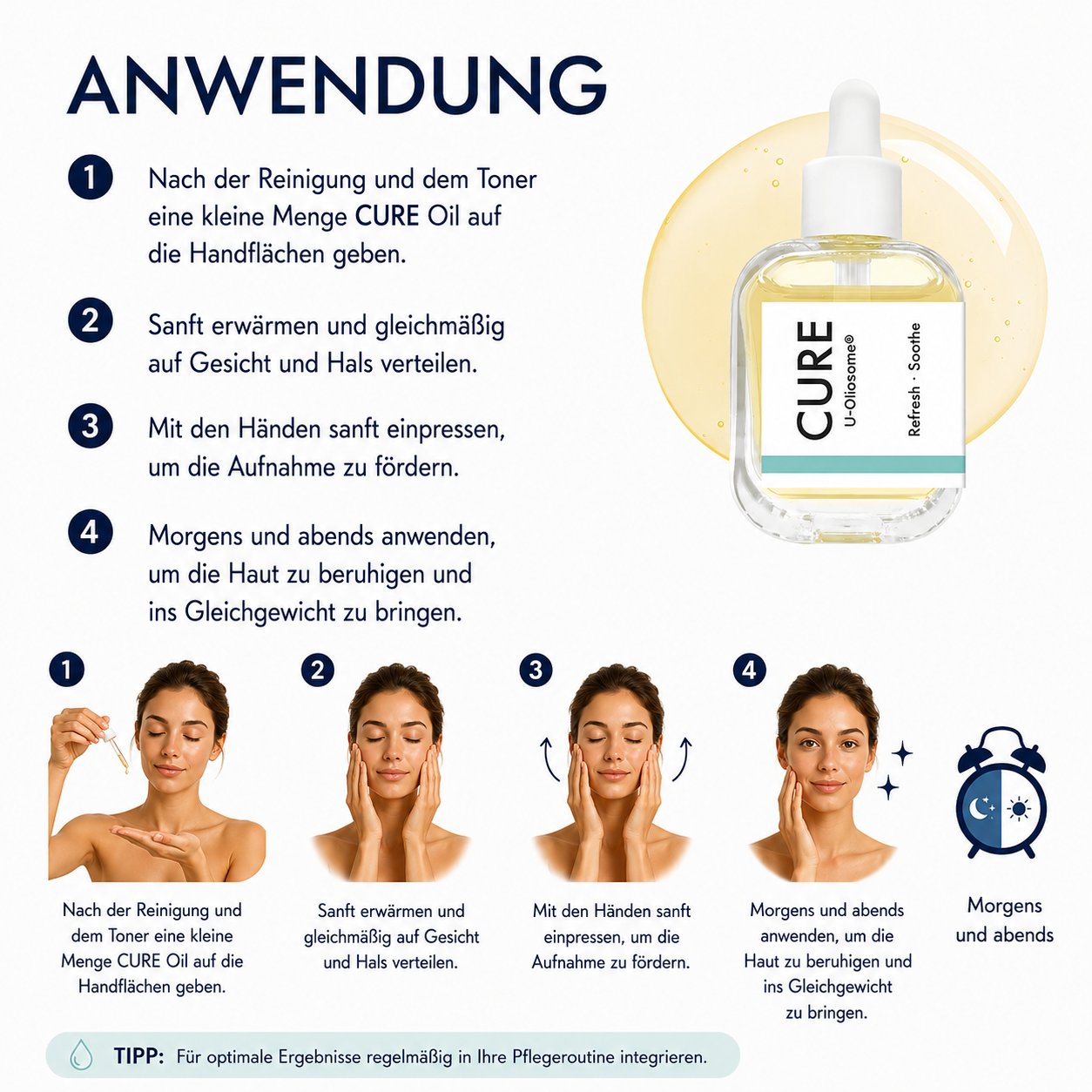 Anwendung des Exoblanc Oil CURE Schritt für Schritt