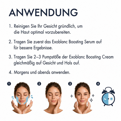 Anwendung der Exoblanc Boosting Cream Schritt für Schritt