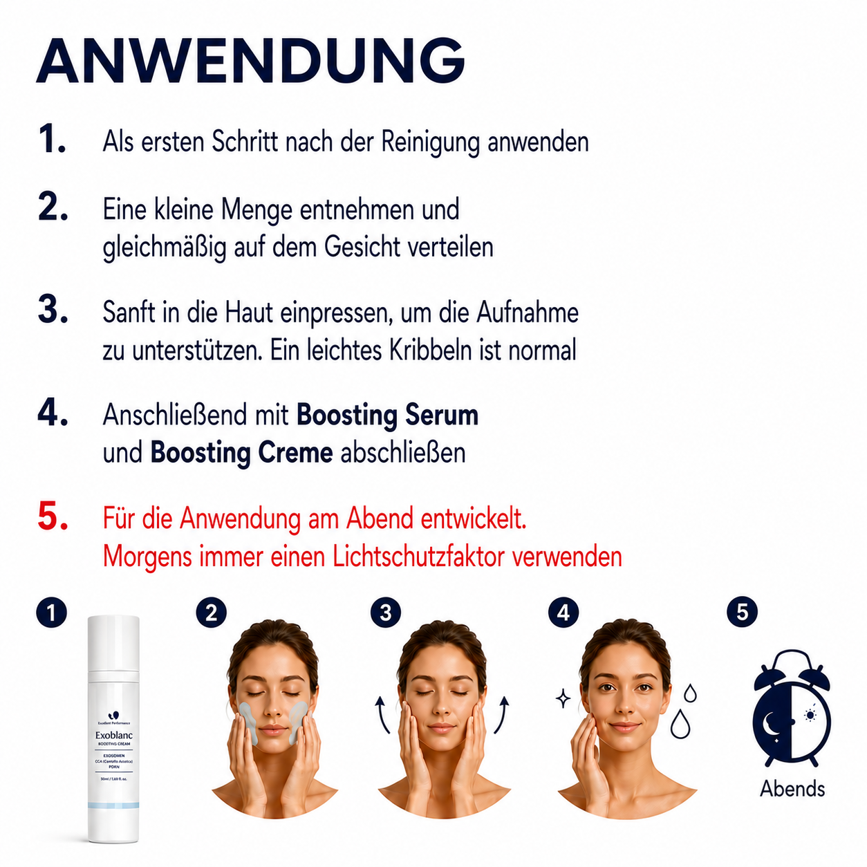Anwendung der Exoblanc Microneedling Spicule Cream Schritt für Schritt