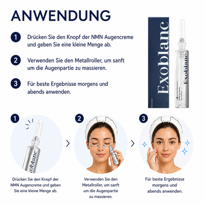 Anwendung der Exoblanc NMN Augencreme Schritt für Schritt